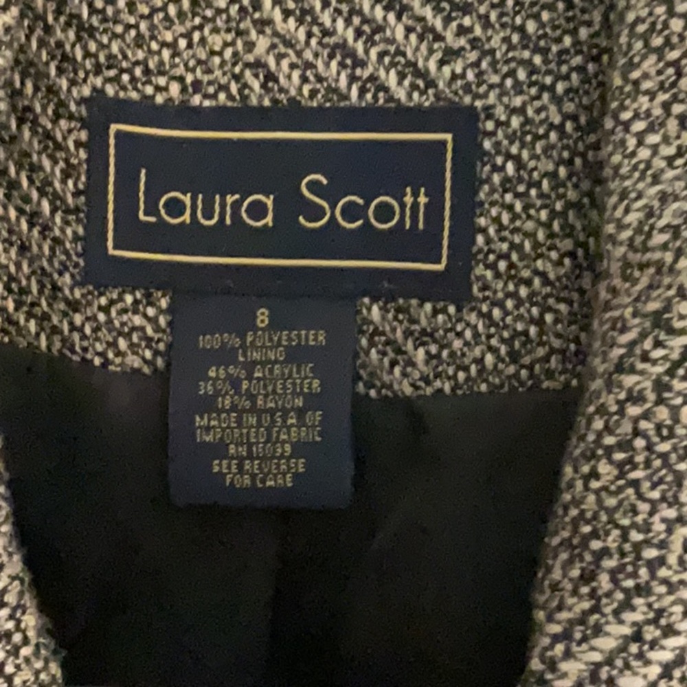 Vintage Laura Scott Cropped Textured Blazer, Size 8, Black/Gray - Picture 6 of 6